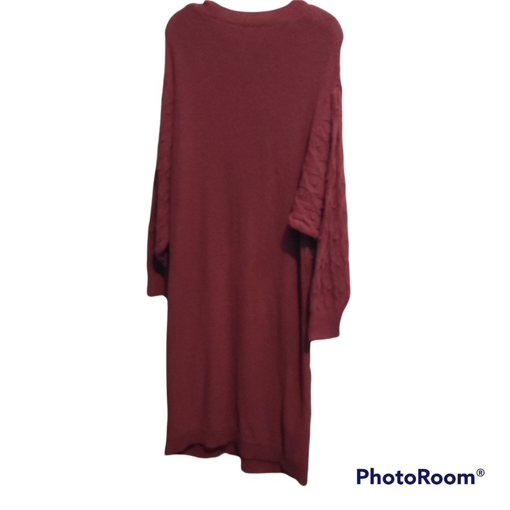 Free People burnt Orange Nicole cable knit dot textured oversized sweater dress - Picture 6 of 10